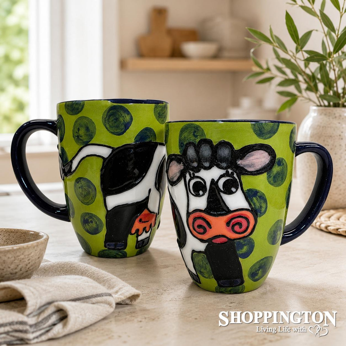 NZ Made Hand Painted - Green Cow Blokes Mug