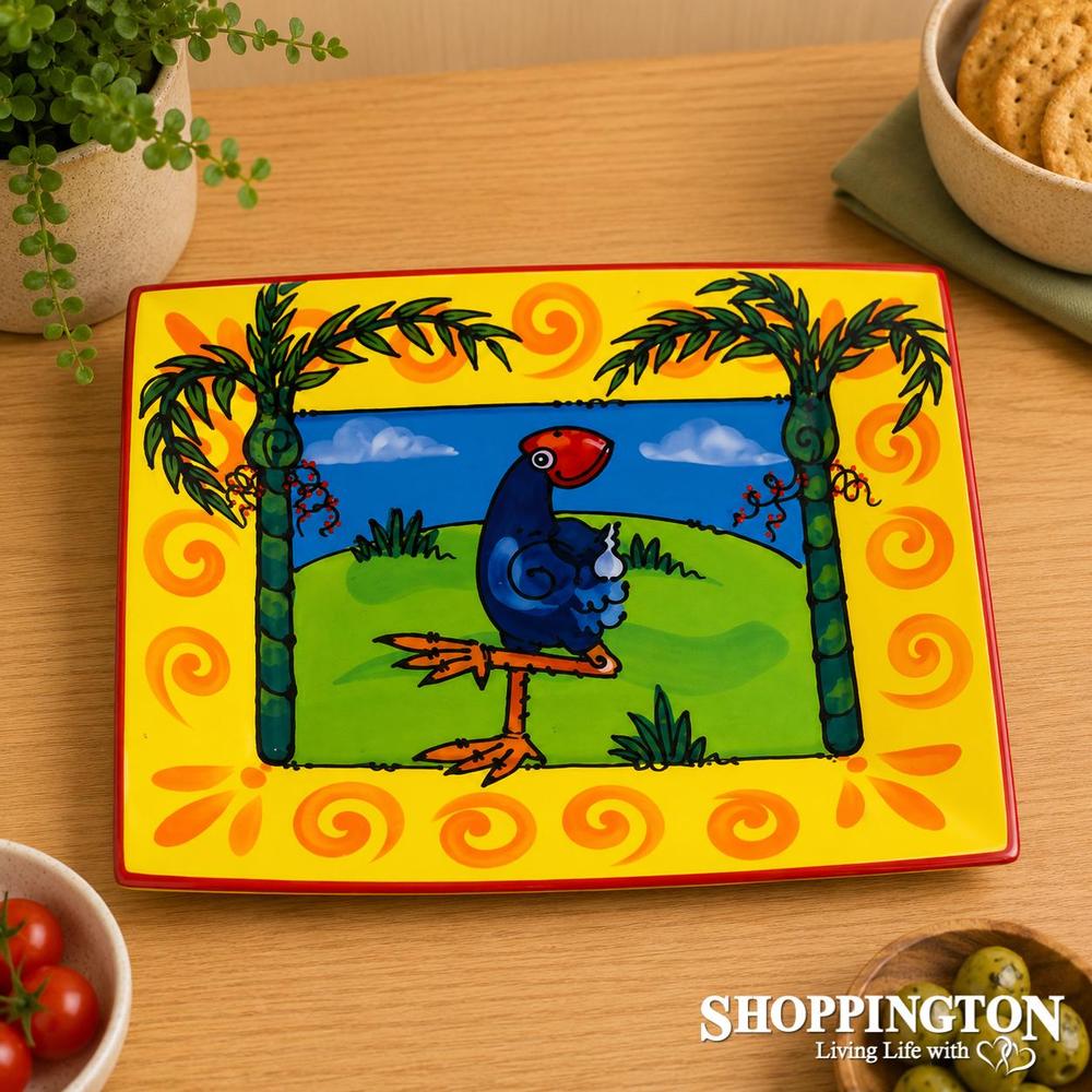 NZ Made Handpainted - Theme Tray 34cm x 27cm - Pukeko (Nikau)