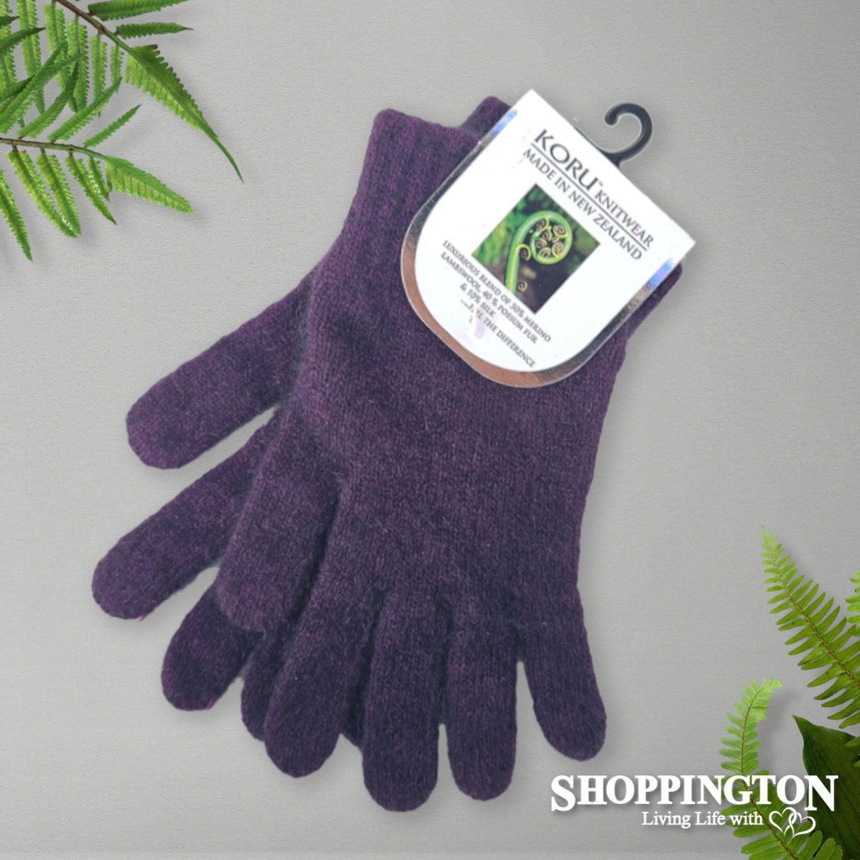 NZ Made Koru Knitwear - Possum Merino Gloves / Grape