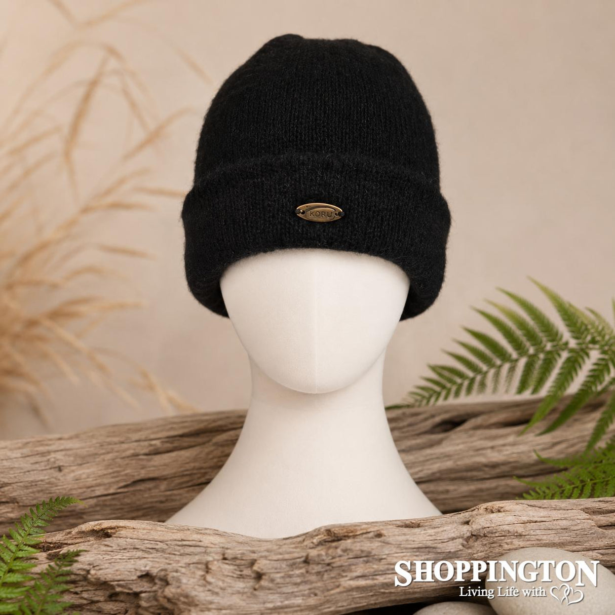 NZ Made Koru Knitwear - Possum Merino Beanie / Black
