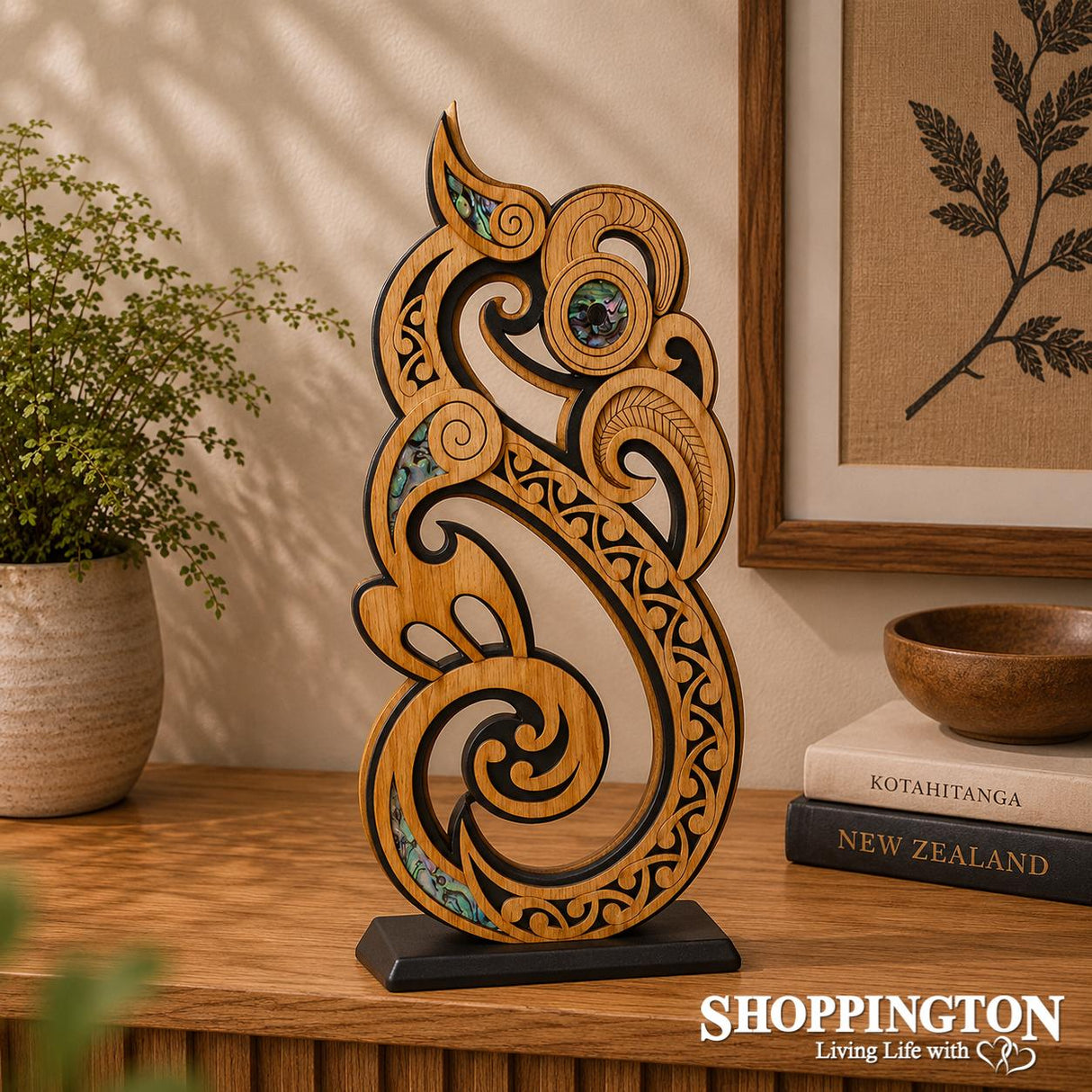 NZ Made Wooden Standing Art Work - Manaia