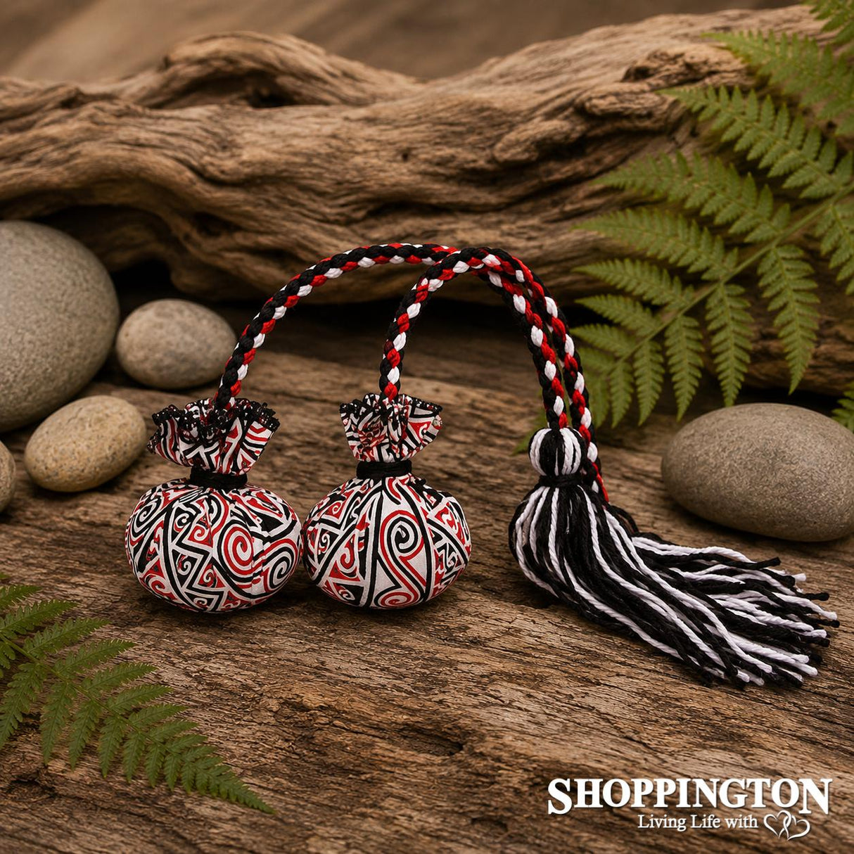 NZ Maori Patterned Poi - Red