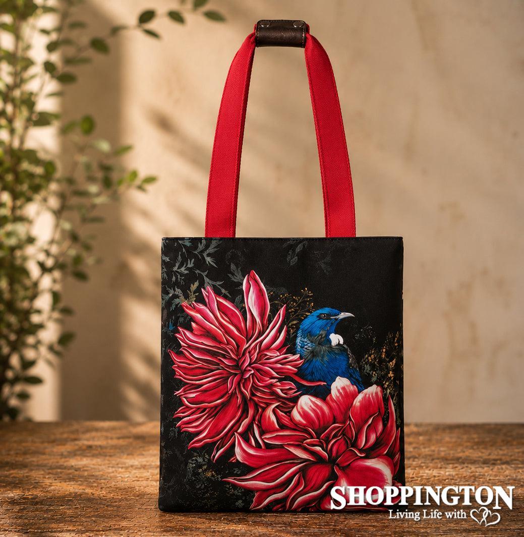 NZ Print Tote Bag - Anita Madhav - Tui in Dahlia's