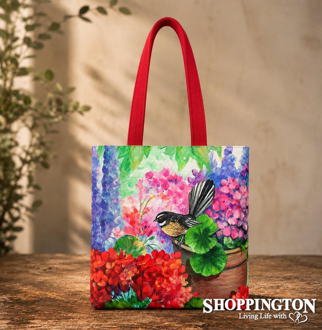 NZ Print Tote Bag - Fantail Floral