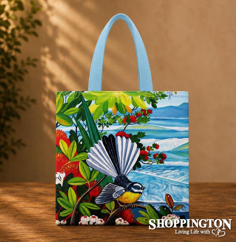 NZ Print Tote Bag - Ocean Fantail - Irina Velman