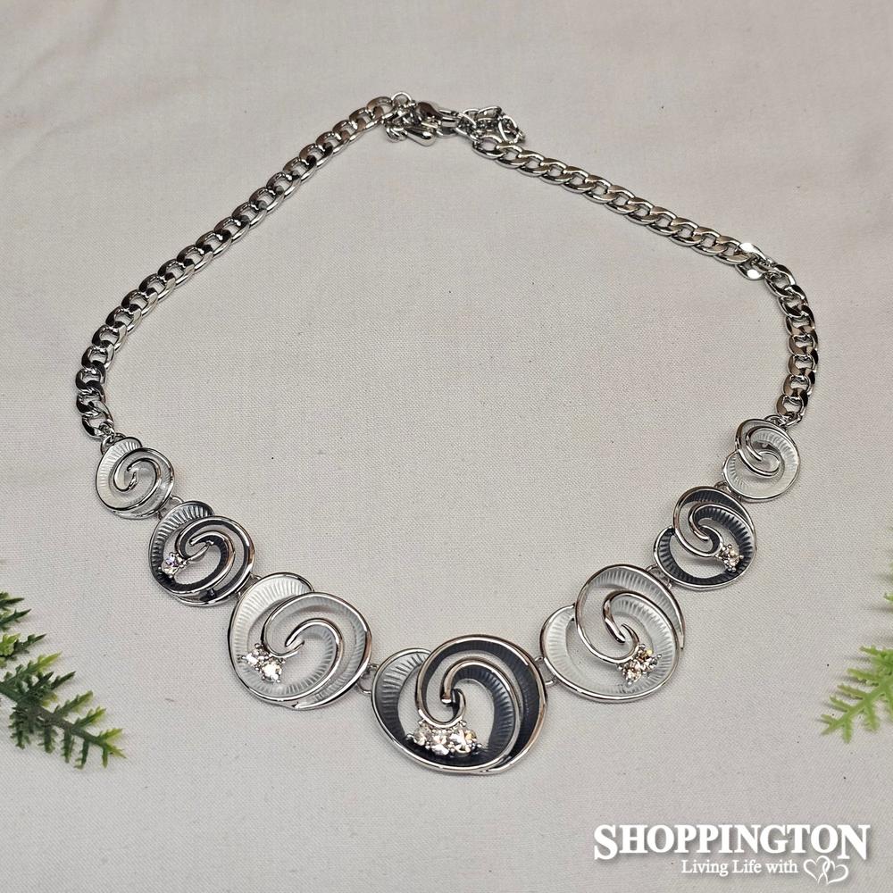 Necklace - Grey Koru and Bead Necklace