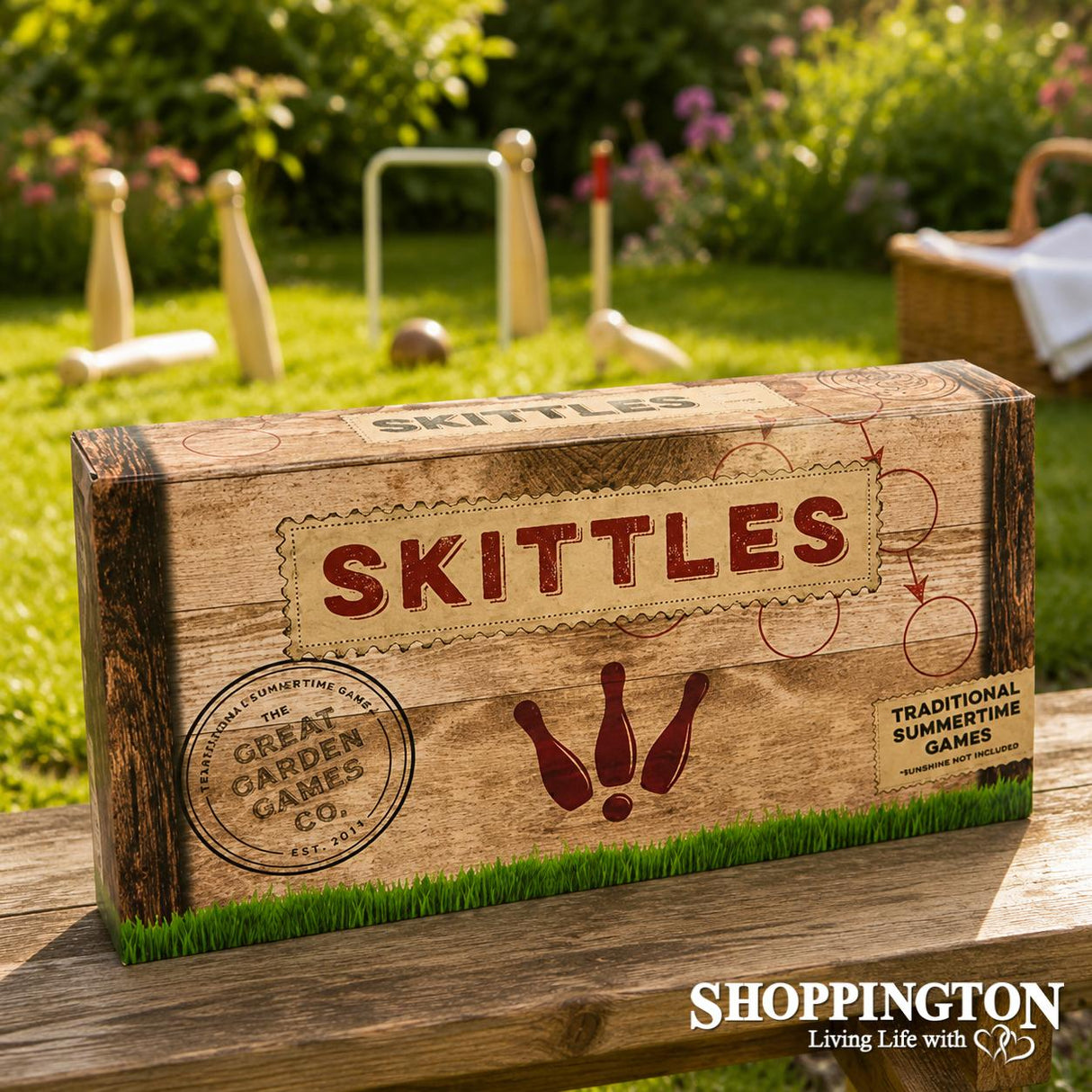 Outdoor Garden Game - Wooden Skittles / Bowls