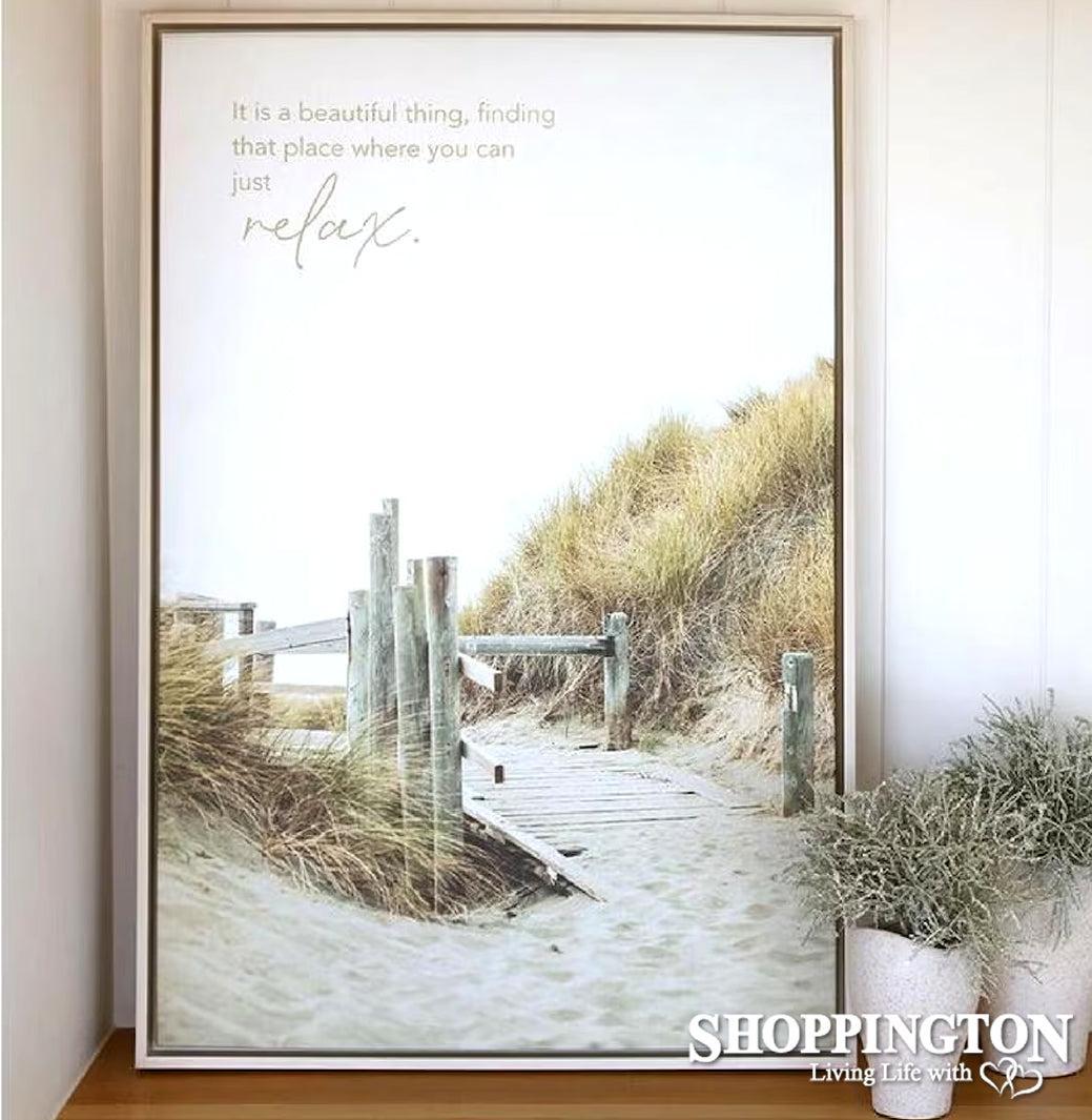 Palm Cove Beach Path Framed Canvas