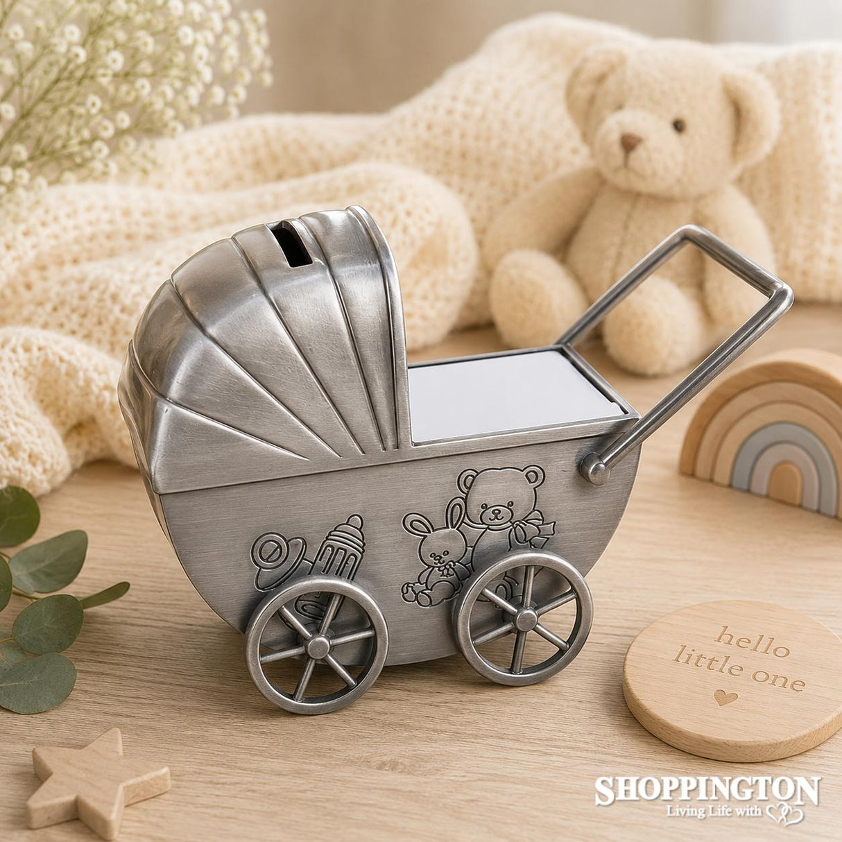 Pewter Baby Pram Carriage Money Box