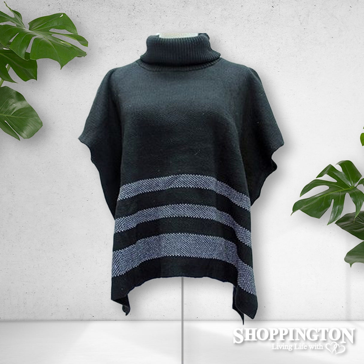 Poncho - Rolled Turtle Neck