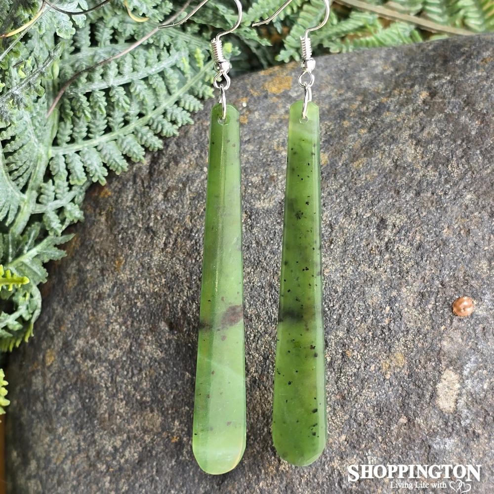 Pounamu - Earrings Adze 80mm