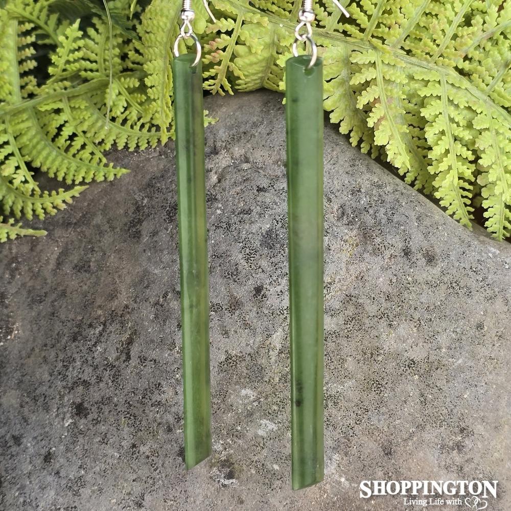 Pounamu - Earrings Adze 90mm