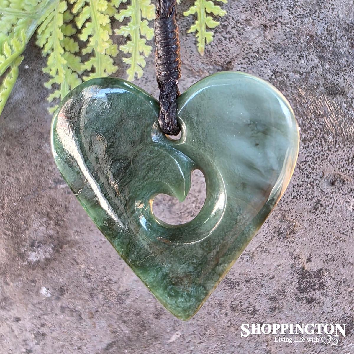 Pounamu - Koru Manawa (Heart) Auhunga Pendant
