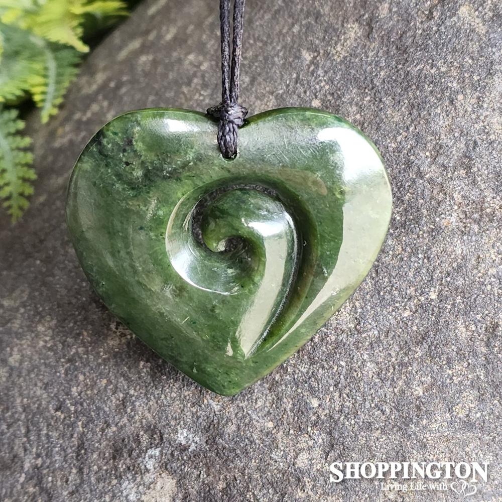Pounamu Pendant - Koru Heart