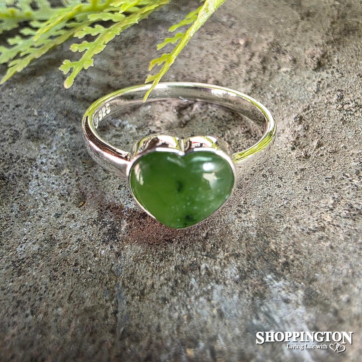 Pounamu & Sterling Silver Heart Ring