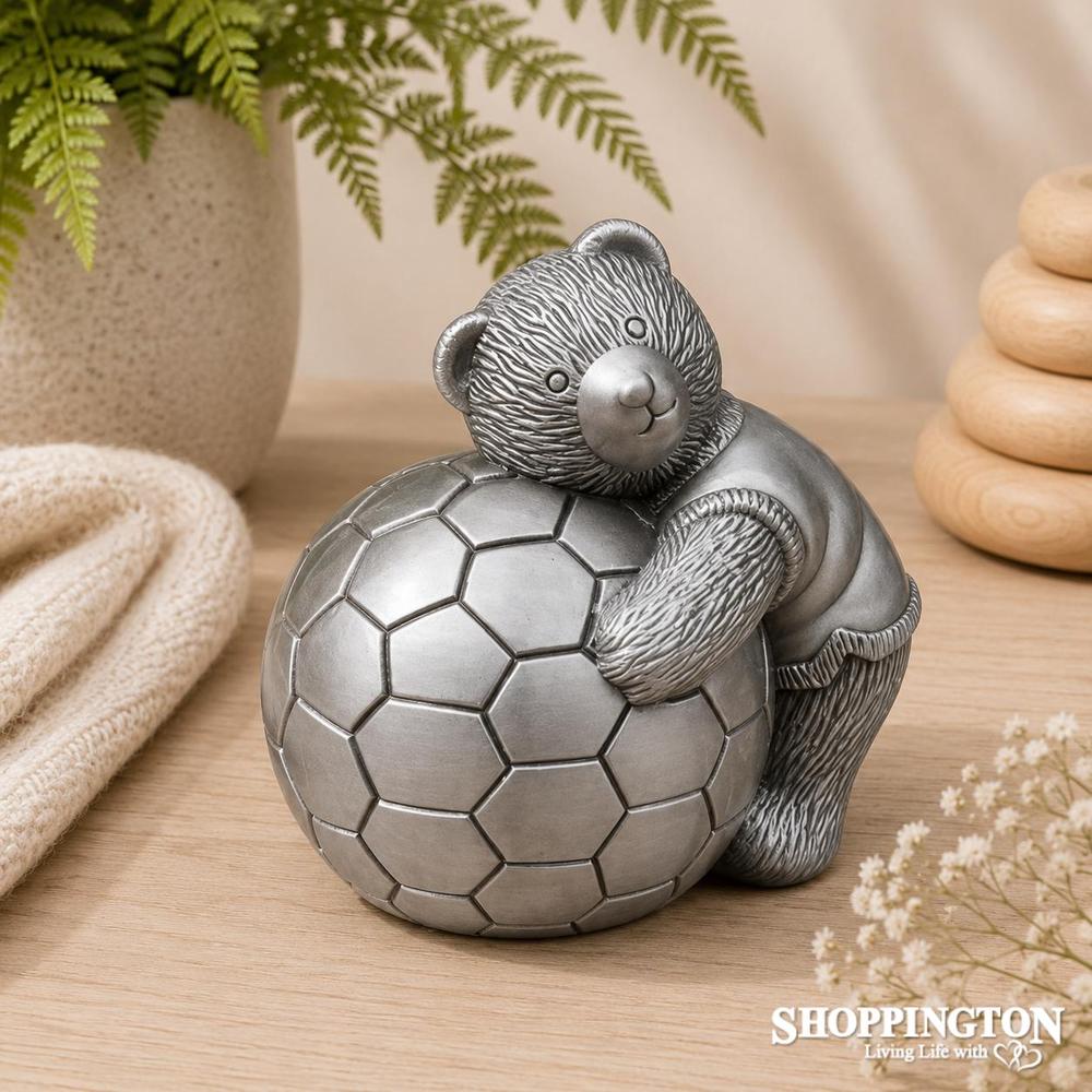 Premium Pewter Soccer Bear Money Box