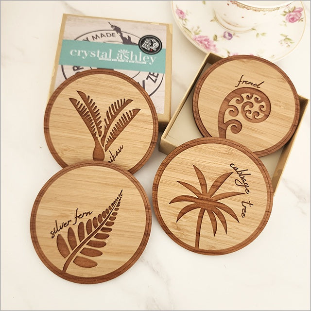 NZ Made Coaster Set Bamboo and Rimu:  NZ Native Trees
