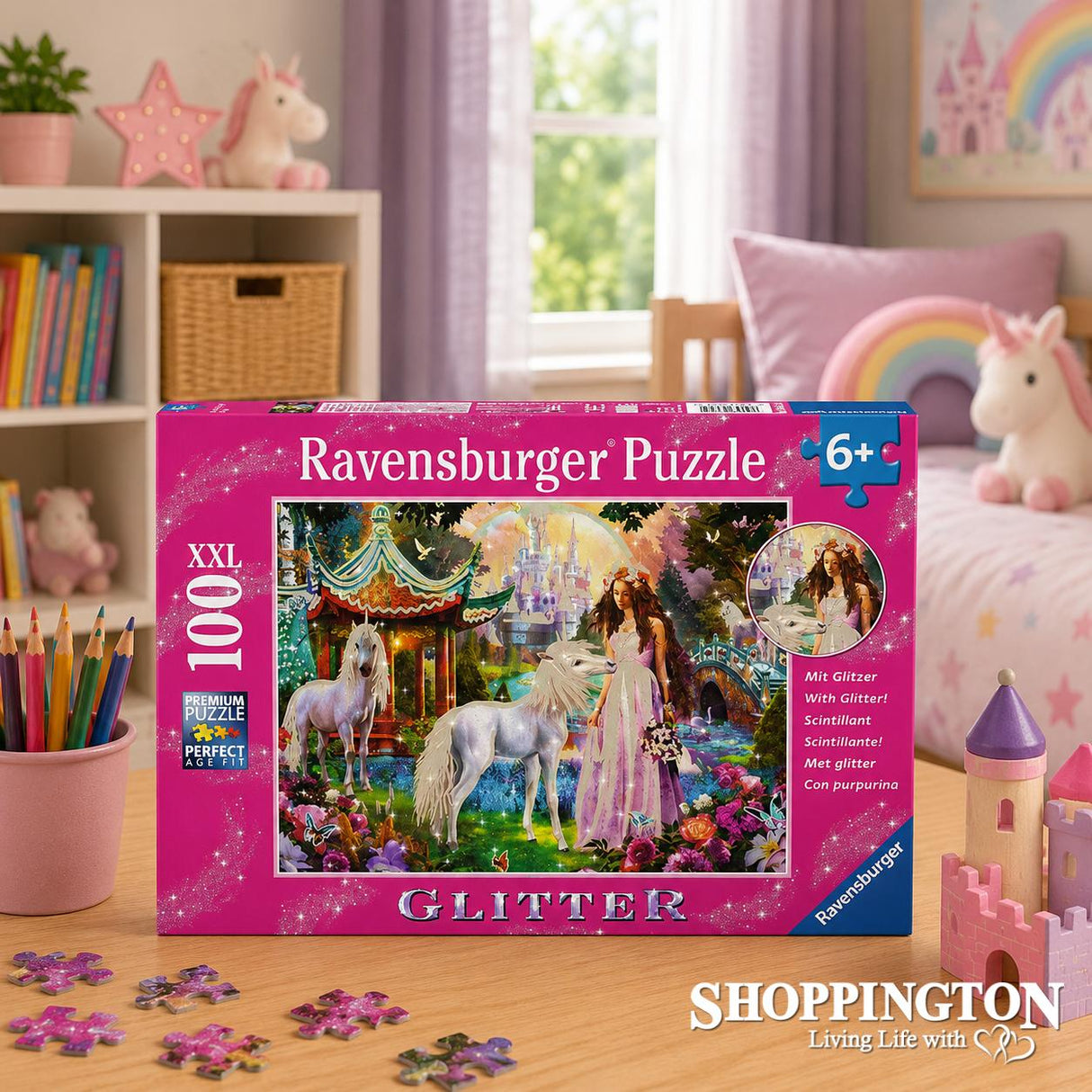 Ravensburger Princess With Unicorn Puz Glitter 100 Pieces