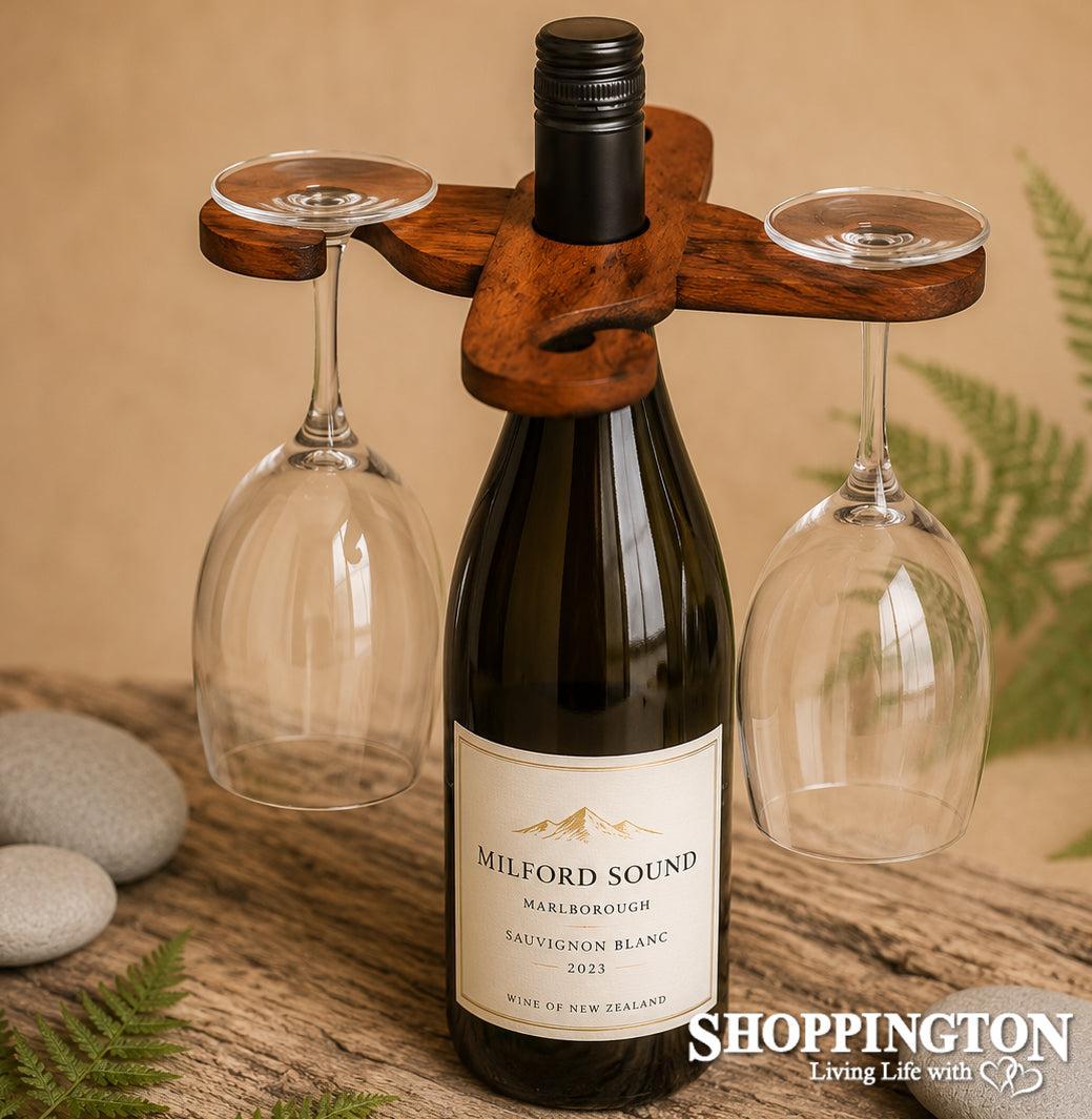 Rimu Bottle & Wine Glass Holder - Set of 2