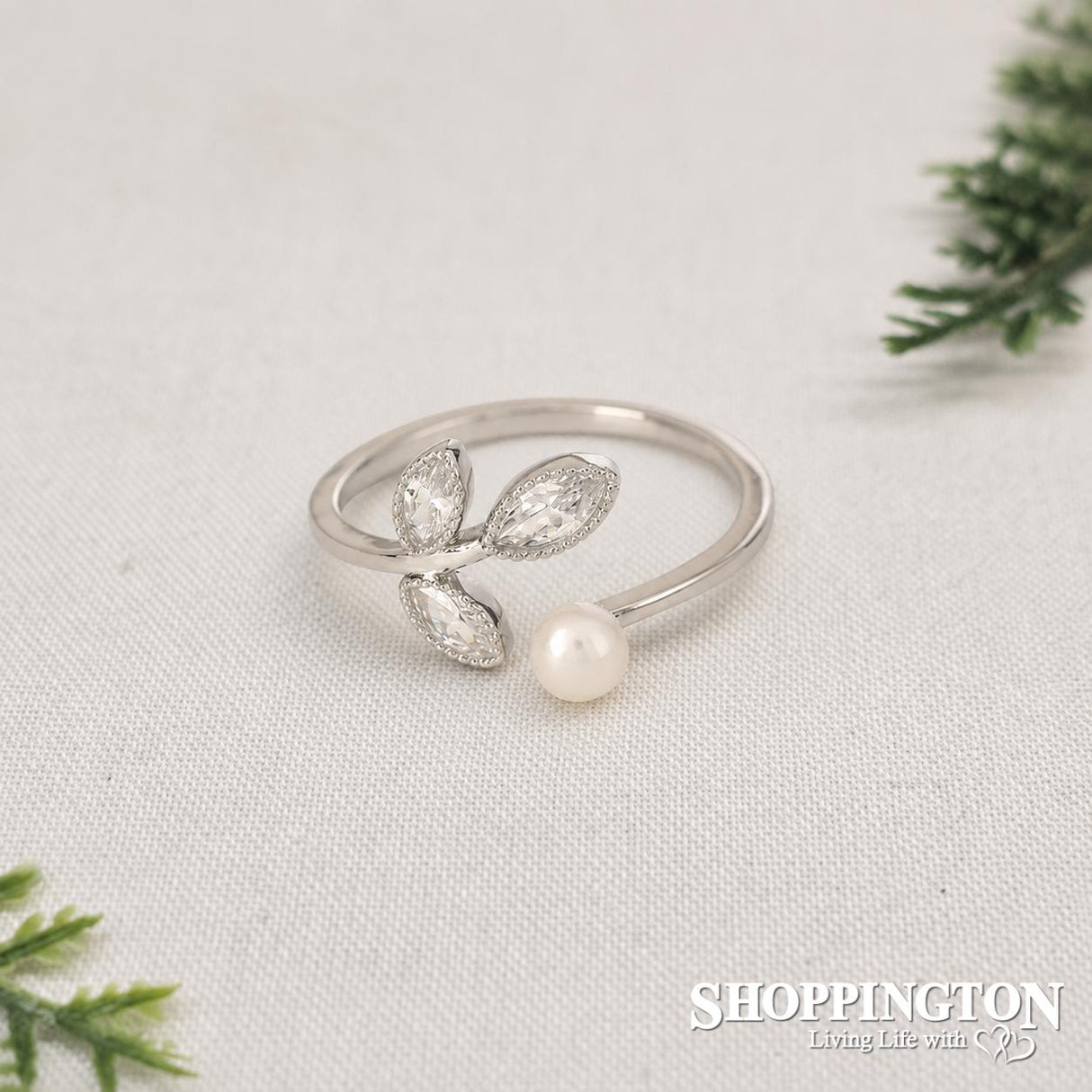 Ring - Silver Leaf & Pearl