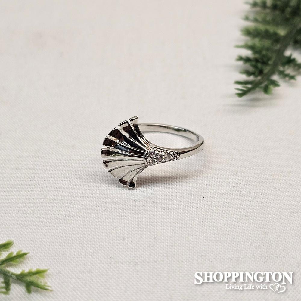 Ring fan&zircon rhodium adjustable