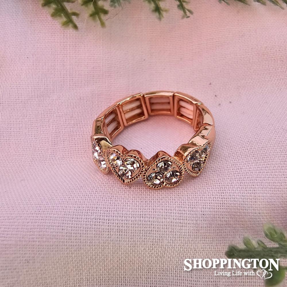 Rings - Rose Gold Diamante Hearts
