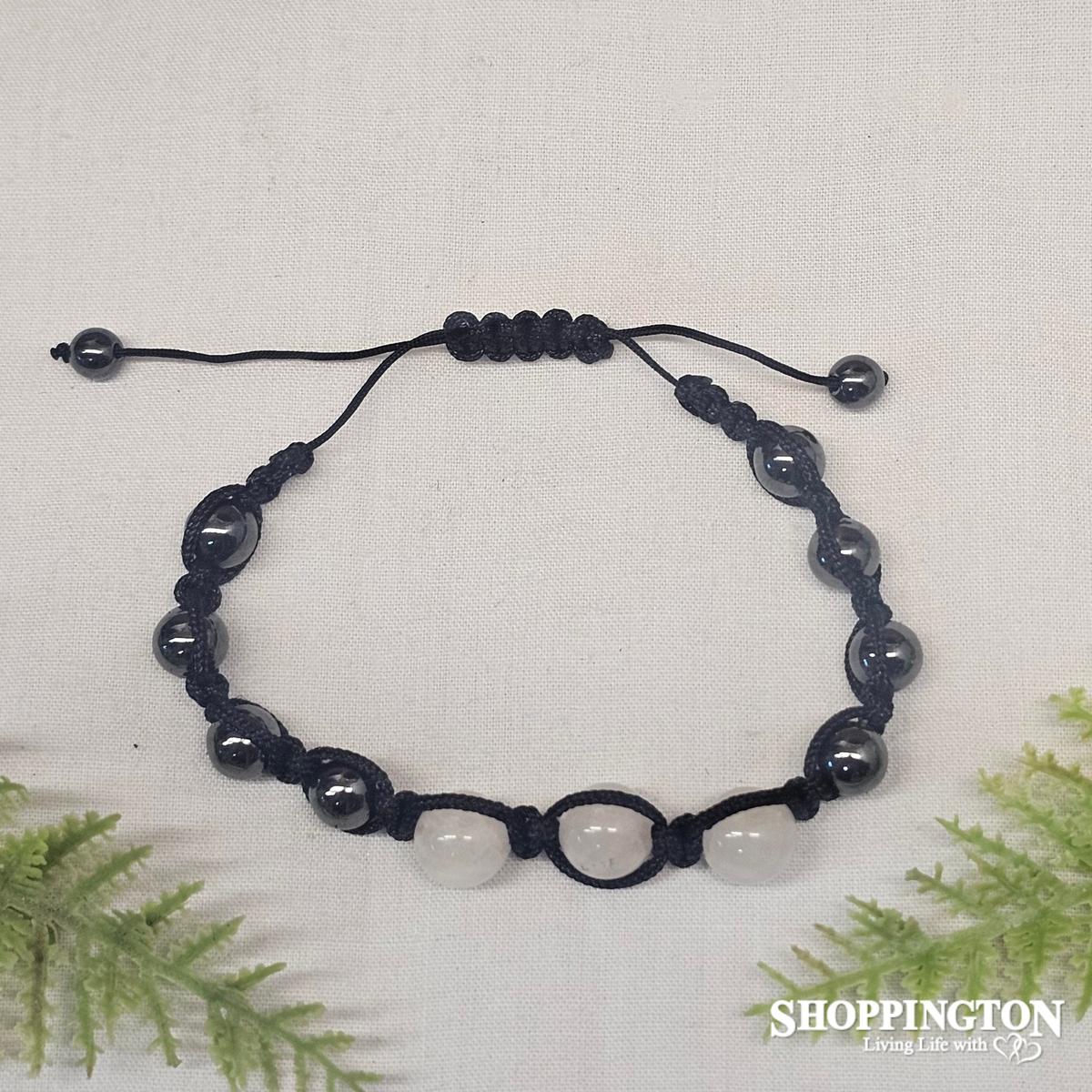 Rose Quartz & Hematite Bead Gemstone Bracelet