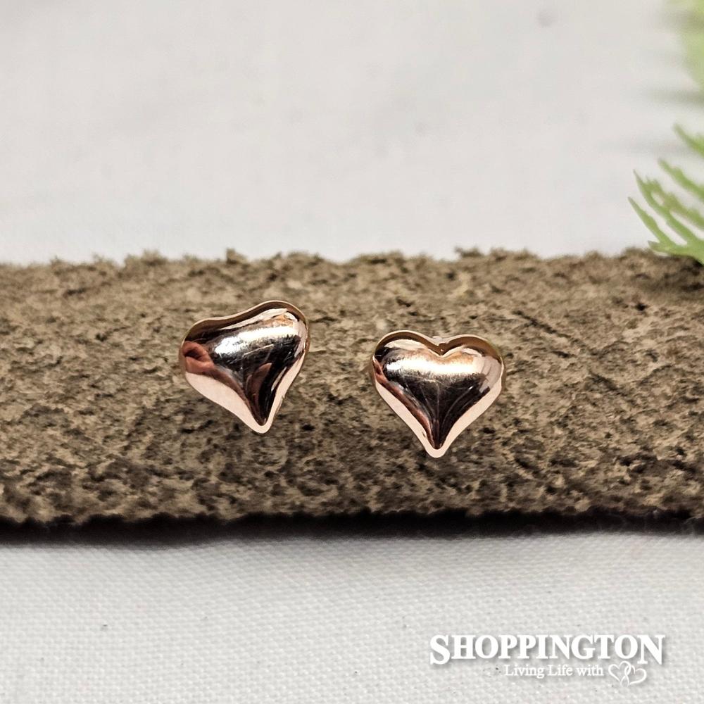 Rosy Gold Plated Heart Silver 925 Earrings