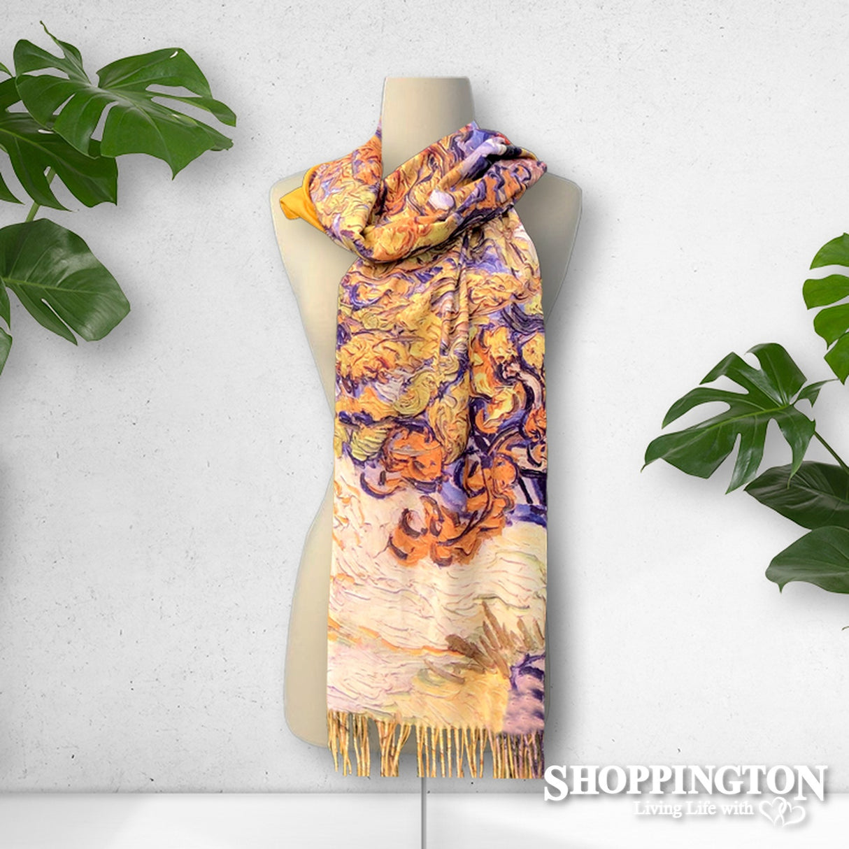 Scarf - Gold/Purple Tree