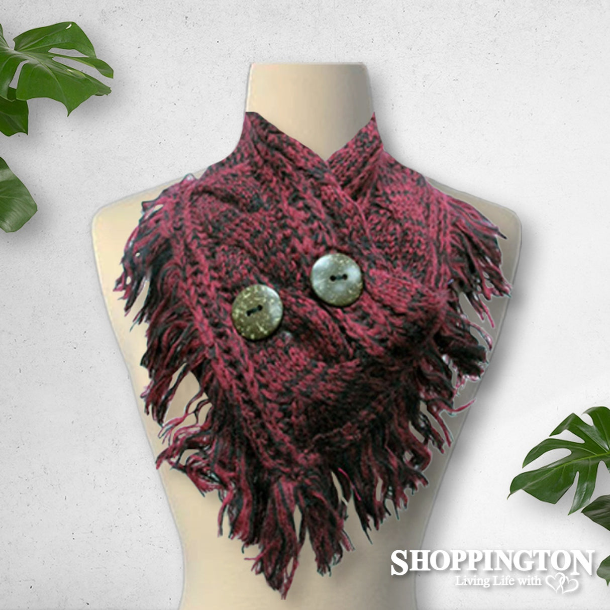 Scarf - Large Button Red