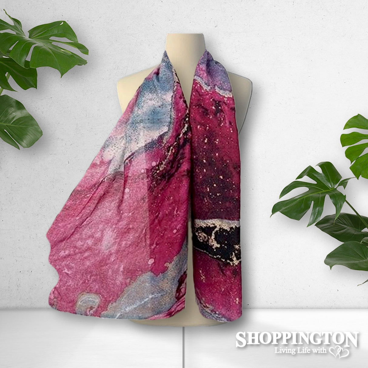 Scarf - Pink Gold Metallic Splatter