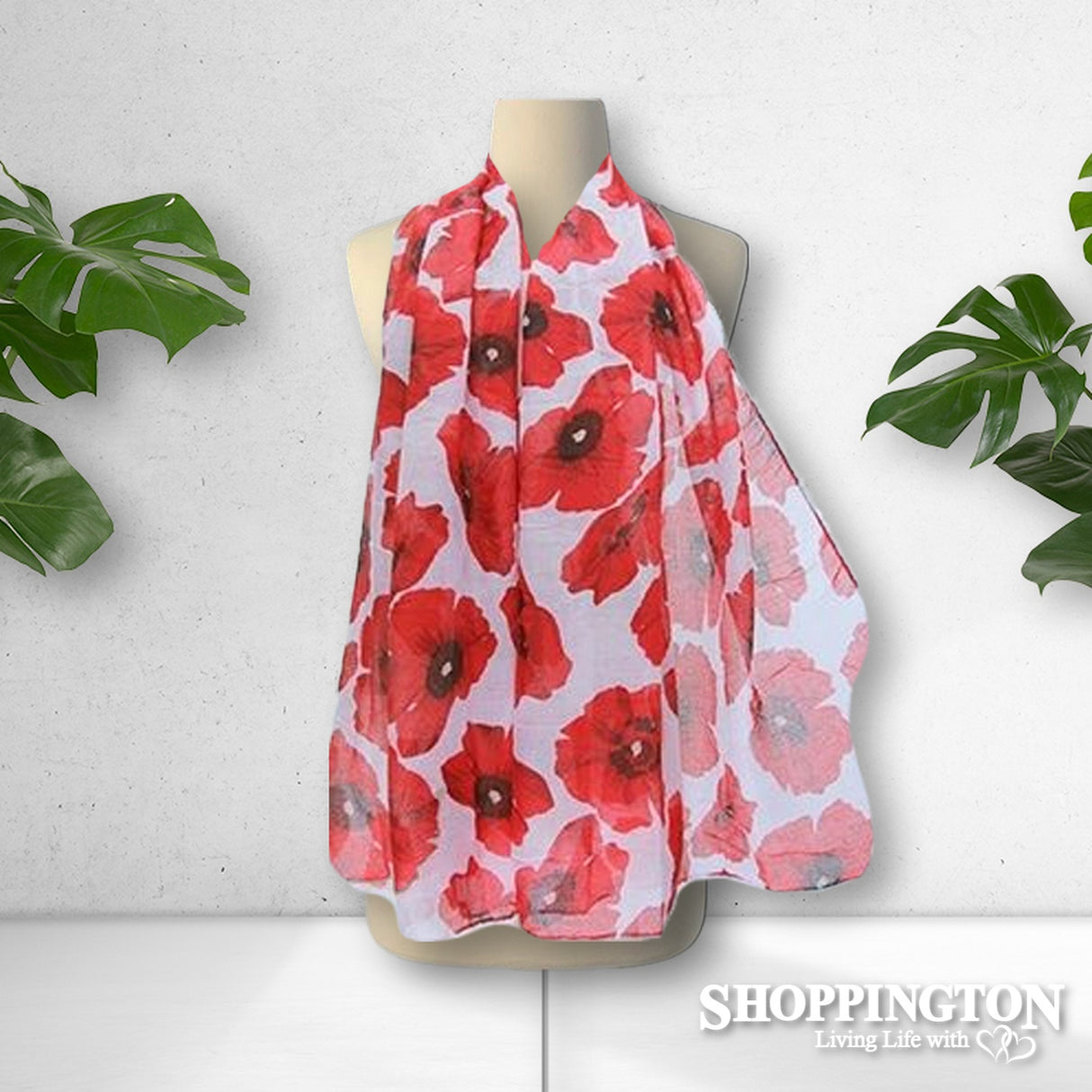 Scarf - Pink & Red Poppy