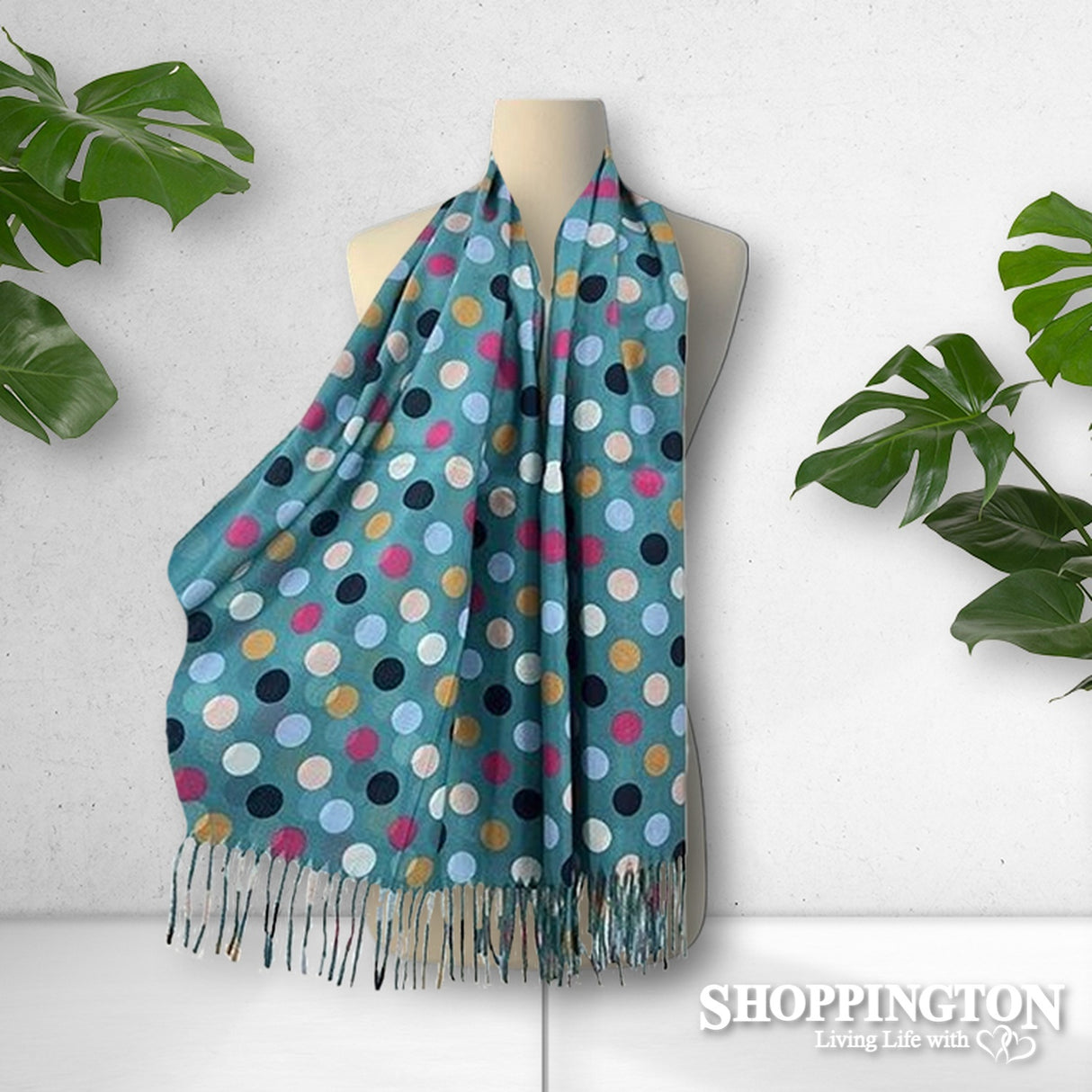 Scarf - Soft Touch Coloured Dots Teal