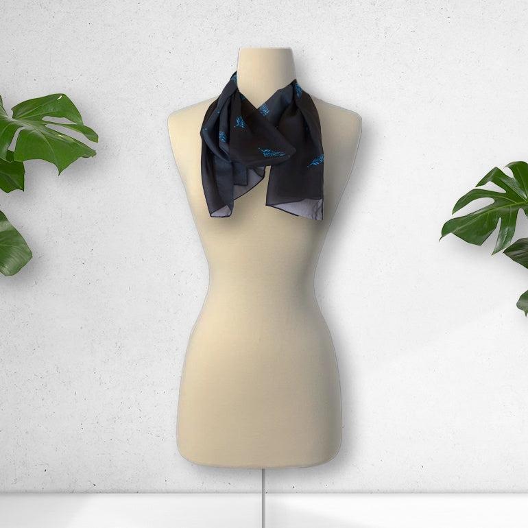 Scarf - Black NZ Paua Print Fern