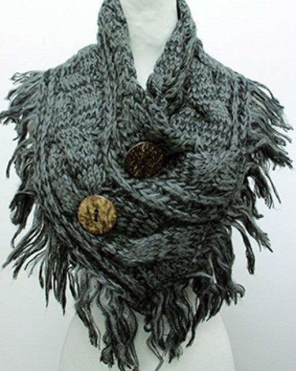 Scarf - Large Button Grey