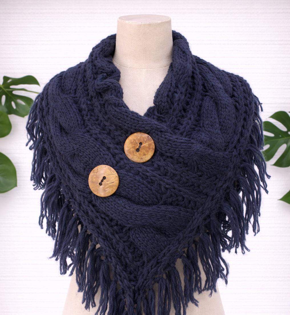 Scarf - Large Button - Navy