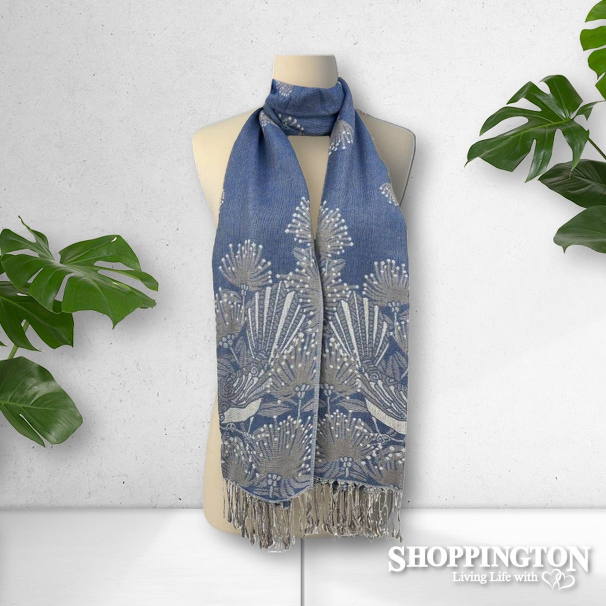 Scarf - Pashmina Look Pohutukawa/Fantail Blue