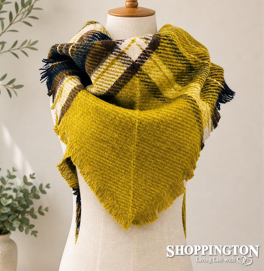 Scarf - Triangle Winter Tartan - Mustard