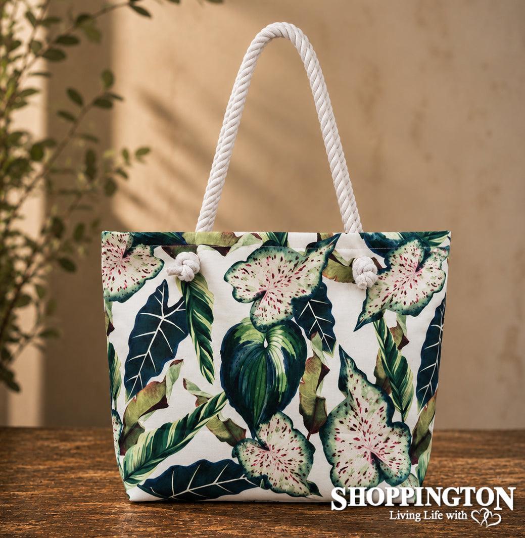 Shoulder Rope Tote Bag / Beach Foliage