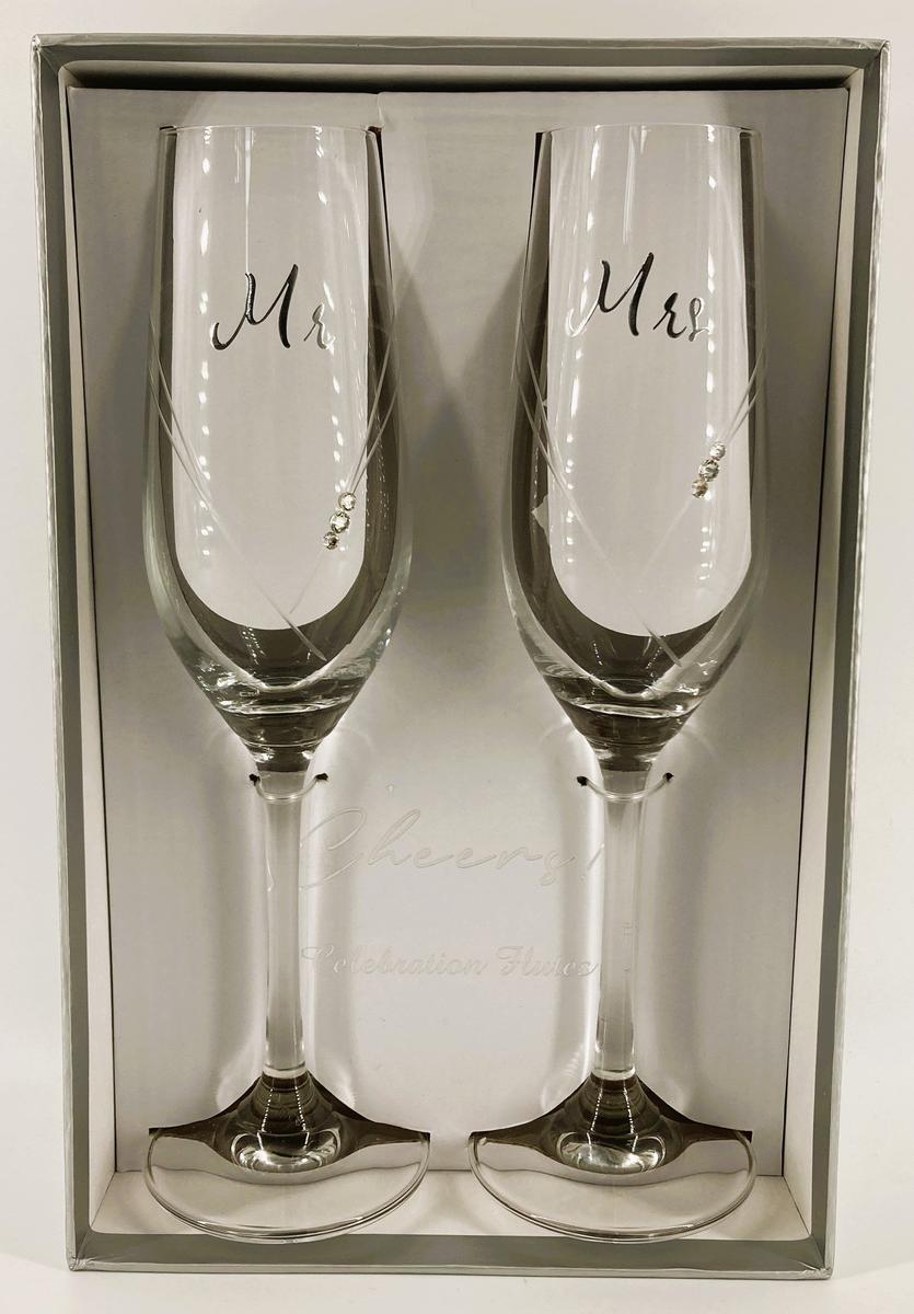Silver Champagne Flute - Mr & Mrs