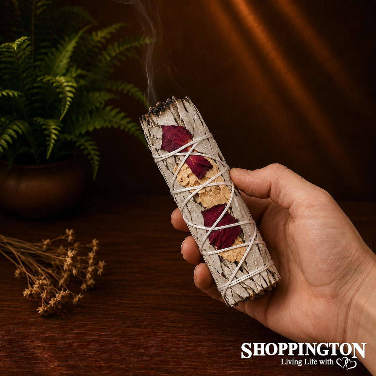 Smudge Stick - California White Sage & Rose 4inch