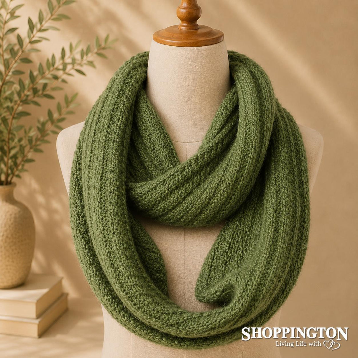 Snood - Olive Thin Cable Knit