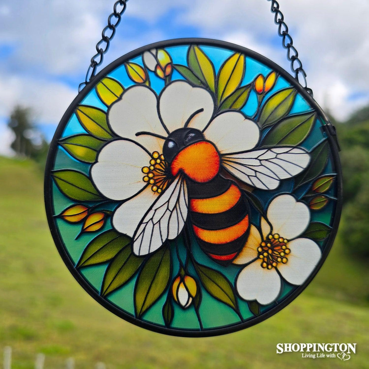 Stained Glass Hanger - Bee & Flower
