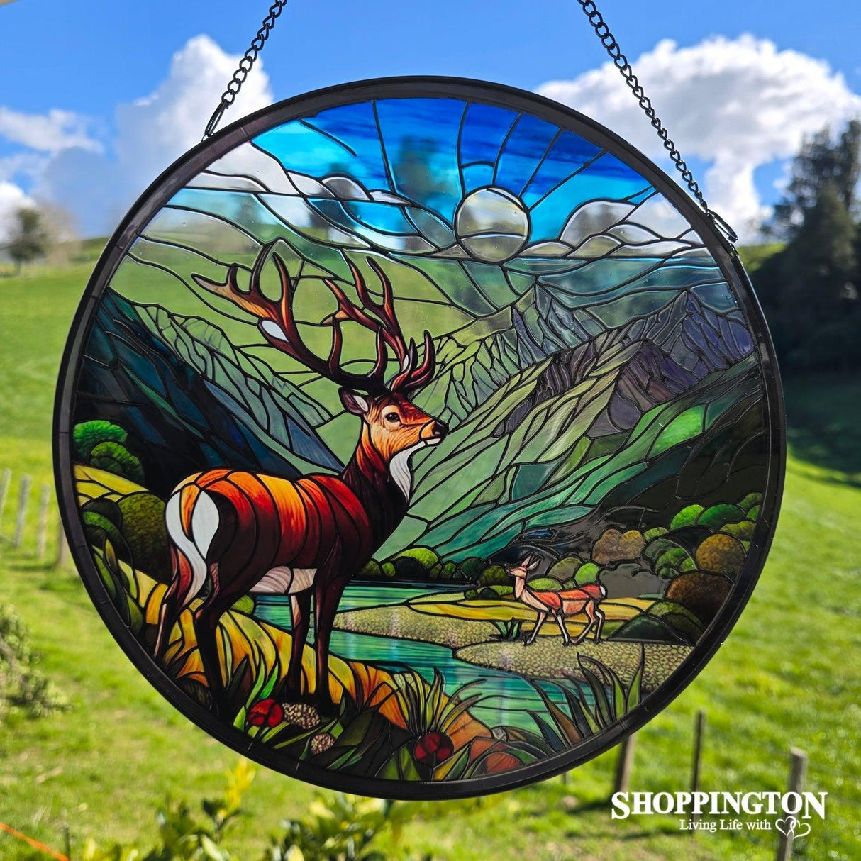 Stained Glass Hanger - Blue Mountain Deer