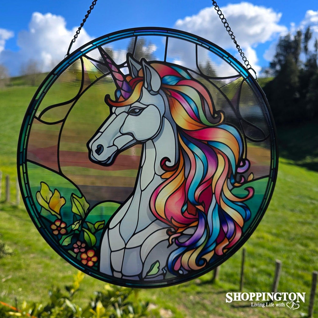 Stained Glass Hanger - Bronze Unicorn