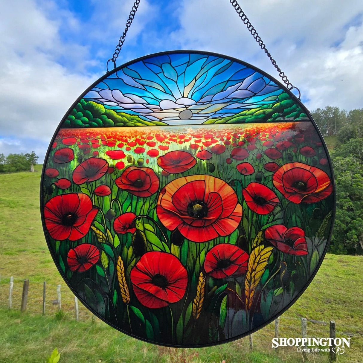 Stained Glass Hanger - Field of Poppies