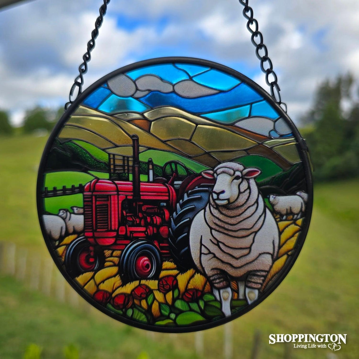 Stained Glass Hanger - Tractor & Sheep