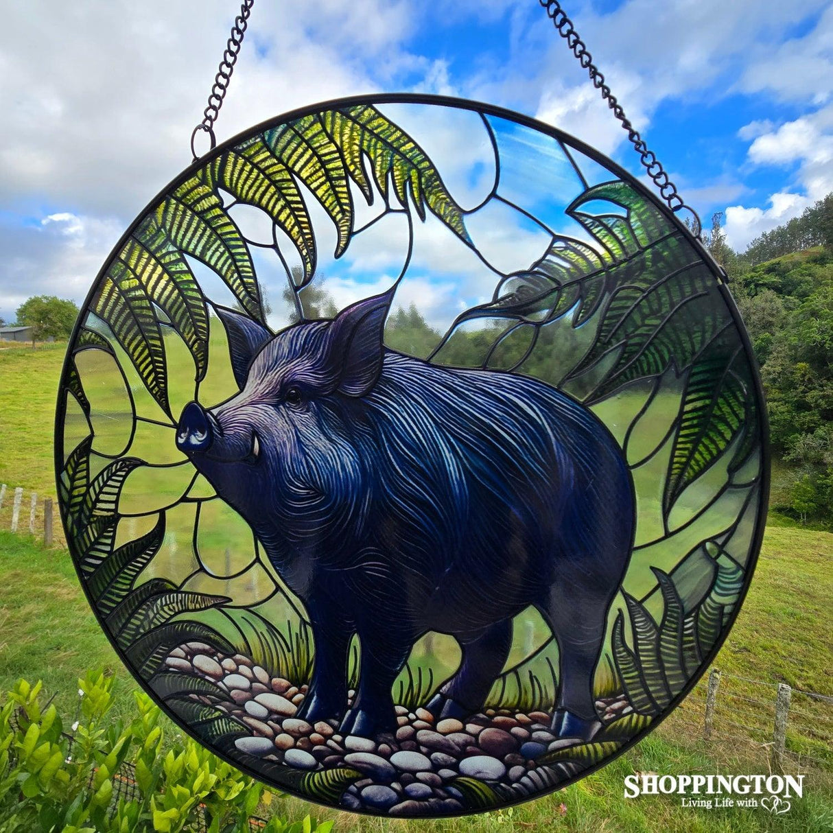 Stained Glass Hanger - Wild Pig