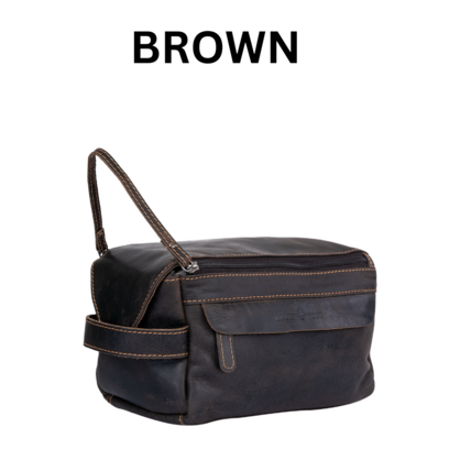 100% Leather Toiletry Bag - Darwin
