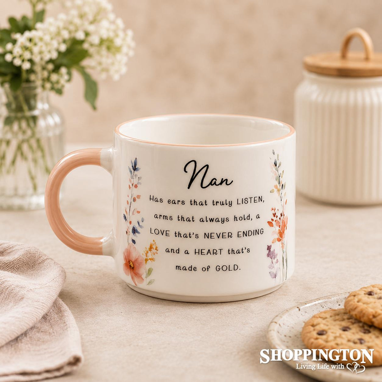 The Cottage Garden Peach Mug - Nan